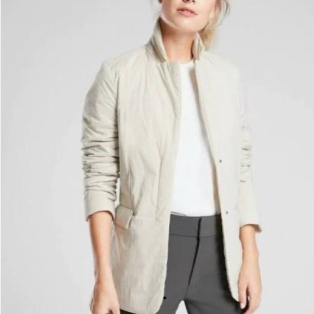 Athleta Evolution Puffer Primaloft Blazer Beige Xl - image 2